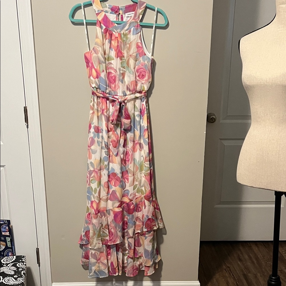 Calvin Klein Floral Maxi Dress - Pink and Cream
